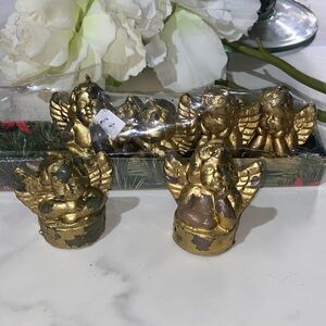 Vintage Charming Gold Angel Figurine Tea light Candles Set of 6